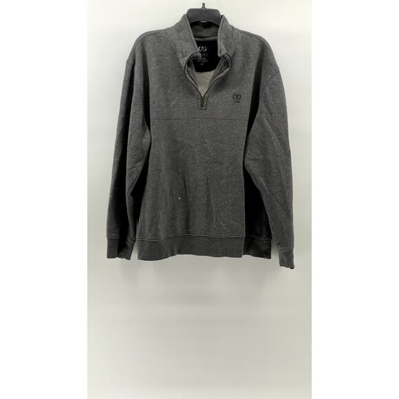 IZOD Men's Charcoal Gray Half Zip Stand Collar Long Sleeve Sweater SZ M - Picture 1 of 13